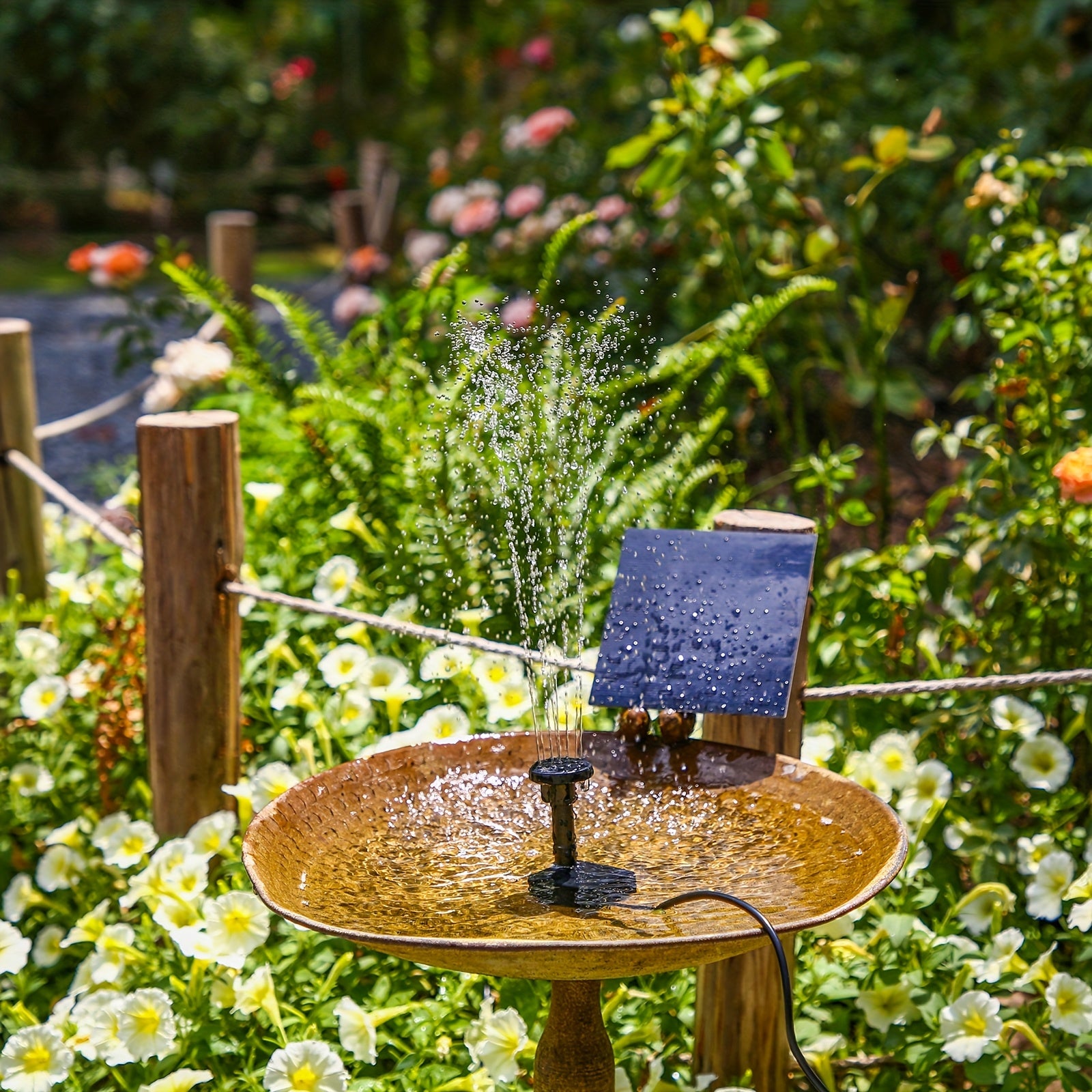 Solar Bird Bath Fountain Outdoor, IPX8 Waterproof Solar Powered Fountain Pump, Spray Water Feature For Garden Patio Courtyard Rockery Pond Decoration