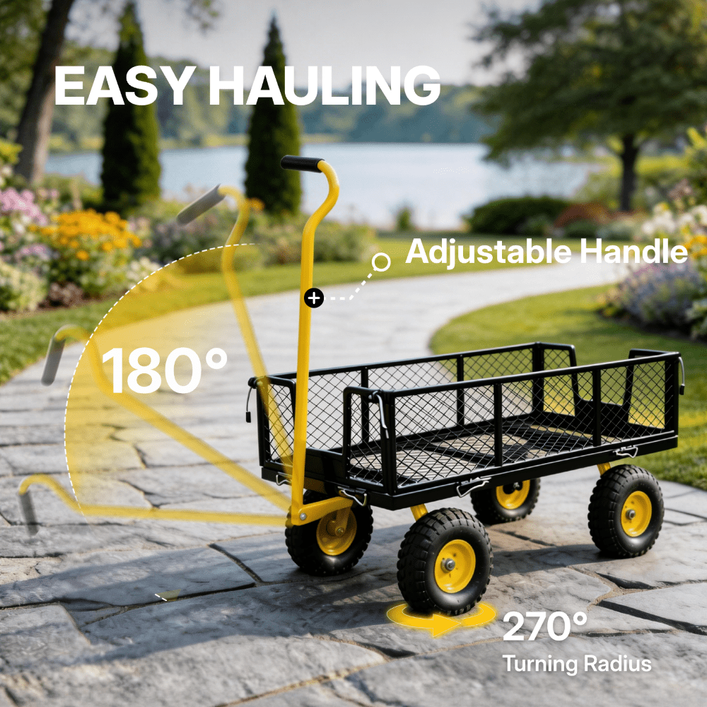 NorthSky Heavy Duty Garden Cart - 800lbs Load Capacity with 180° Rotating Handle, 10" All-Terrain Tires, Removable Sides for Easy Hauling, Off-Road Garden Wagon for Yard Work, Outdoor Utility Cart