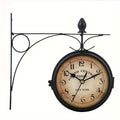 1pc Iron Wall Clock Double Sided Clock, Retro Double Sided Wall Clock Cafe Bar Decorative Clock, for Home Room Living Room Office Decor, for Mother's Day Easter Party Spring Decor