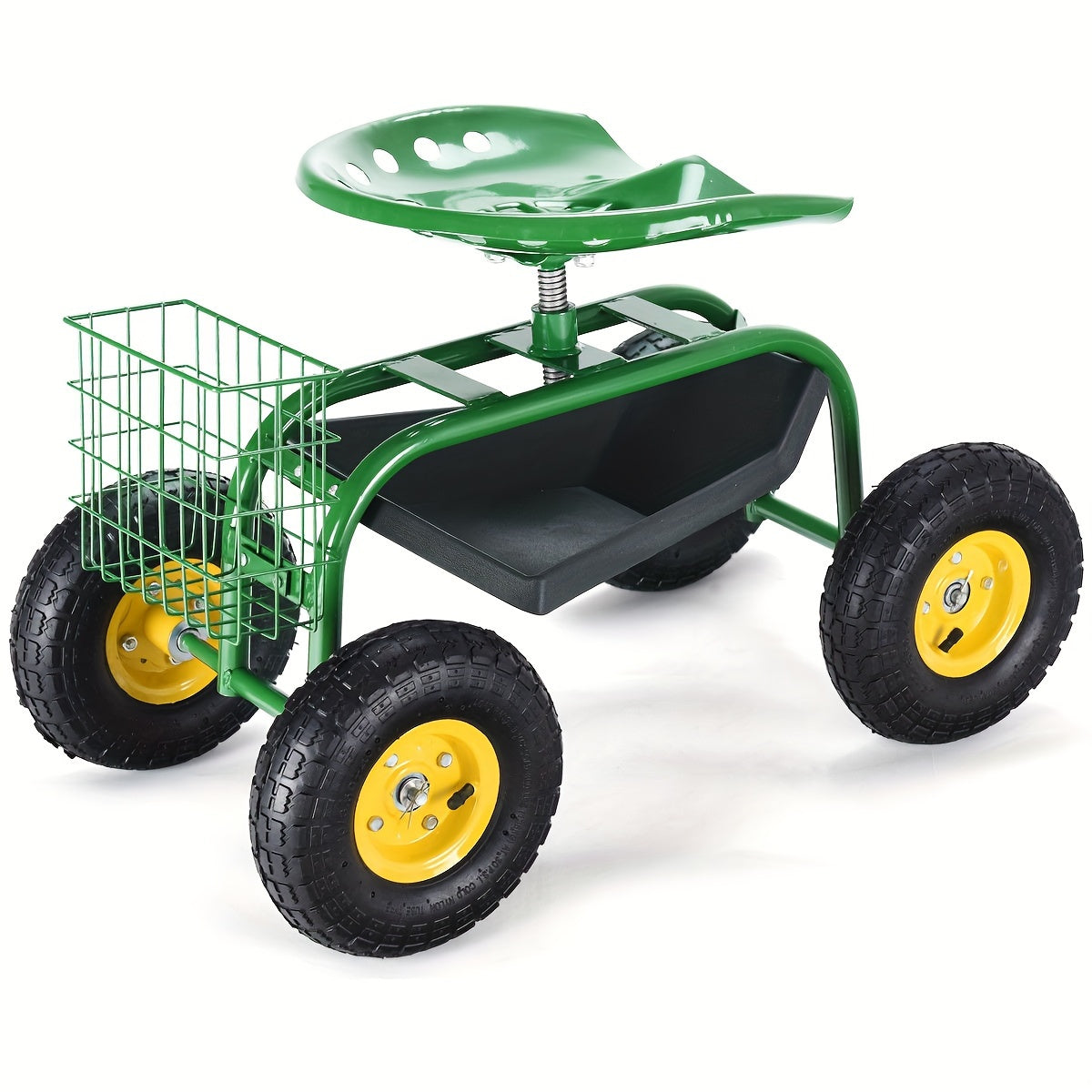 Heavy Duty Garden Cart Rolling Work Seat Gardening Planting W/ Tool Tray
