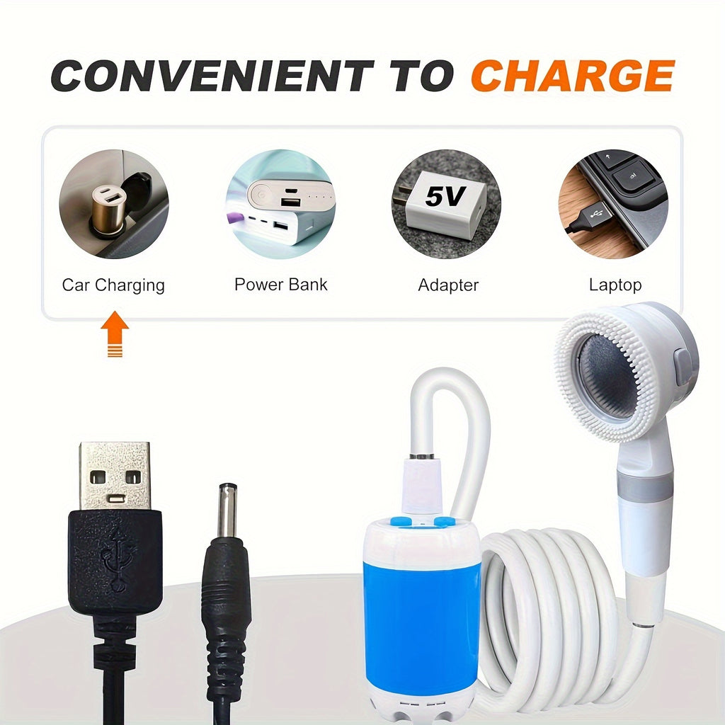Portable Shower Pump And Outdoor Camping Shower (5000Mah); Suitable for Washing Cars And Motorcycles, Showering While Hiking Or Camping, Beach Trips, Gardening And Crop Irrigation, Bathing Pets, Cleaning The Yard, And Outdoor Fishing