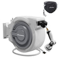 110FT X 1/2" Retractable Garden Hose Reel by HOZEREEL, Outdoor Garden Hose Reels - Automatic Self Retract Wall Mount Hose Reel Enclosed Storage, Any Length Lock, 10 Pattern Nozzle-Grey