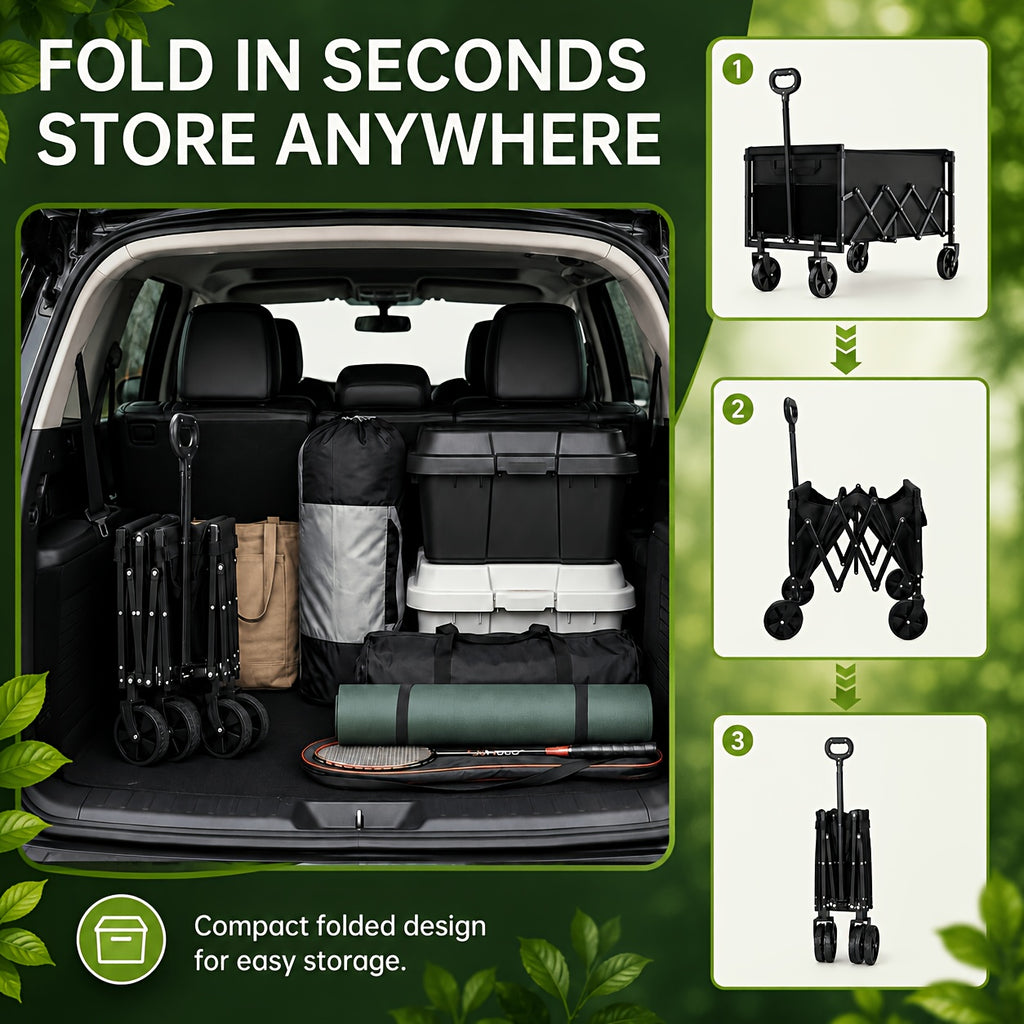 Collapsible Wagon with Wheels, 50/350/450/550 Lbs Wagons Carts Foldable Wagon Cart with Flexible Handle, Lightweight Portable Folding Utility Grocery Shopping Cart for Grocery Sports Garden Camping