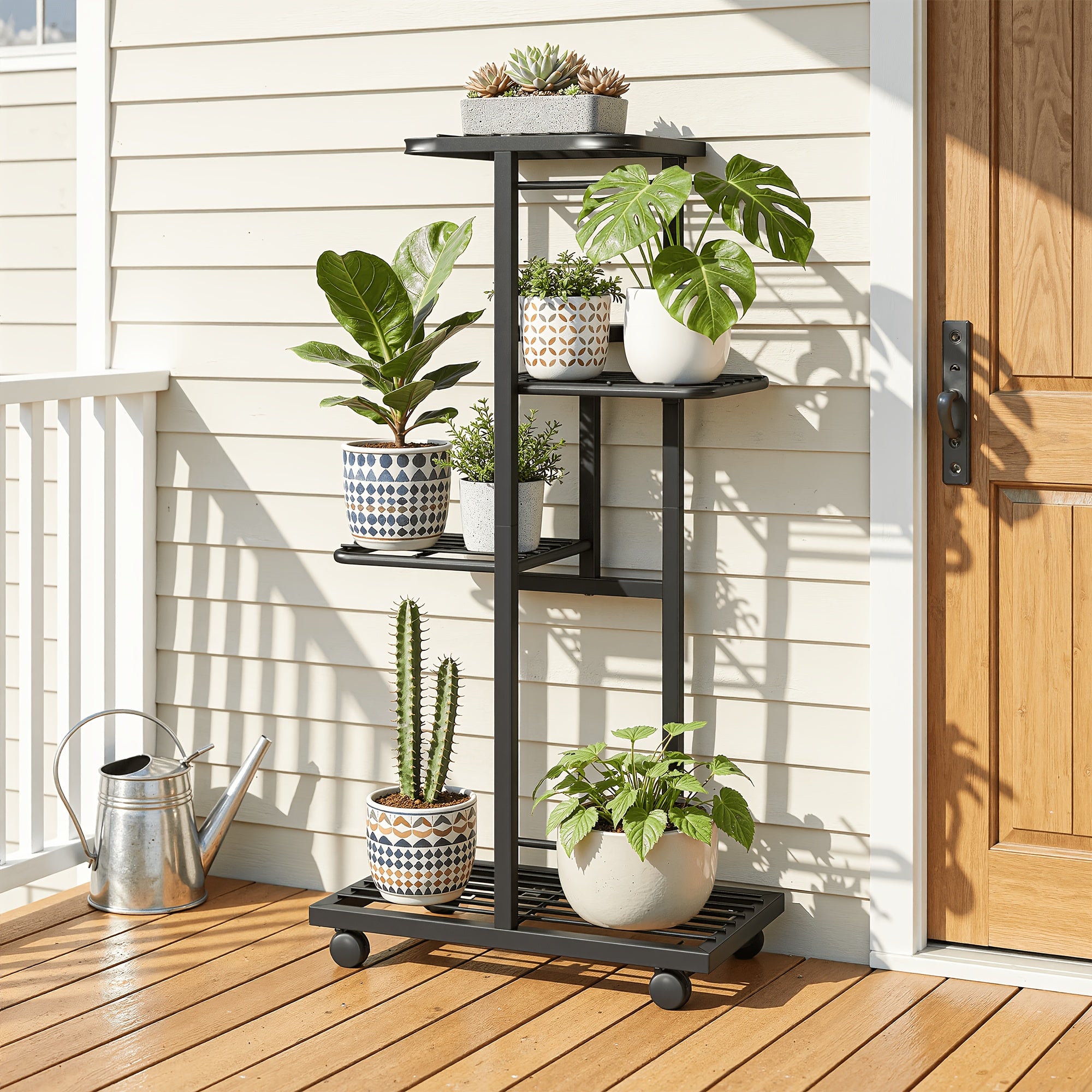 4/5 Tier Indoor Metal Plant Stand Garden Shelf for Balcony, Patio, Living Room Perfect for Flowers, Herbs, Greenhous, Multi-functional Metal Display Plant Stand, for Plant Lovers