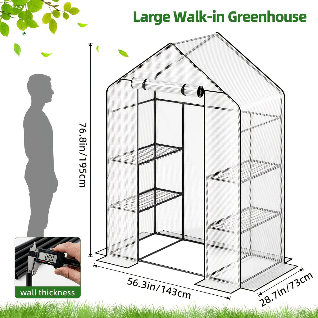 WHONLINE 1pc 3/4-tier Portable Mini Greenhouse, Plastic Plant Greenhouse with Sturdy Stand for Indoor And Outdoor, Stand Greenhouses with Durable PE Cover, Quick Aluminum Assembly Warm House for Seedling Flowers Growing, for Halloween And Christmas
