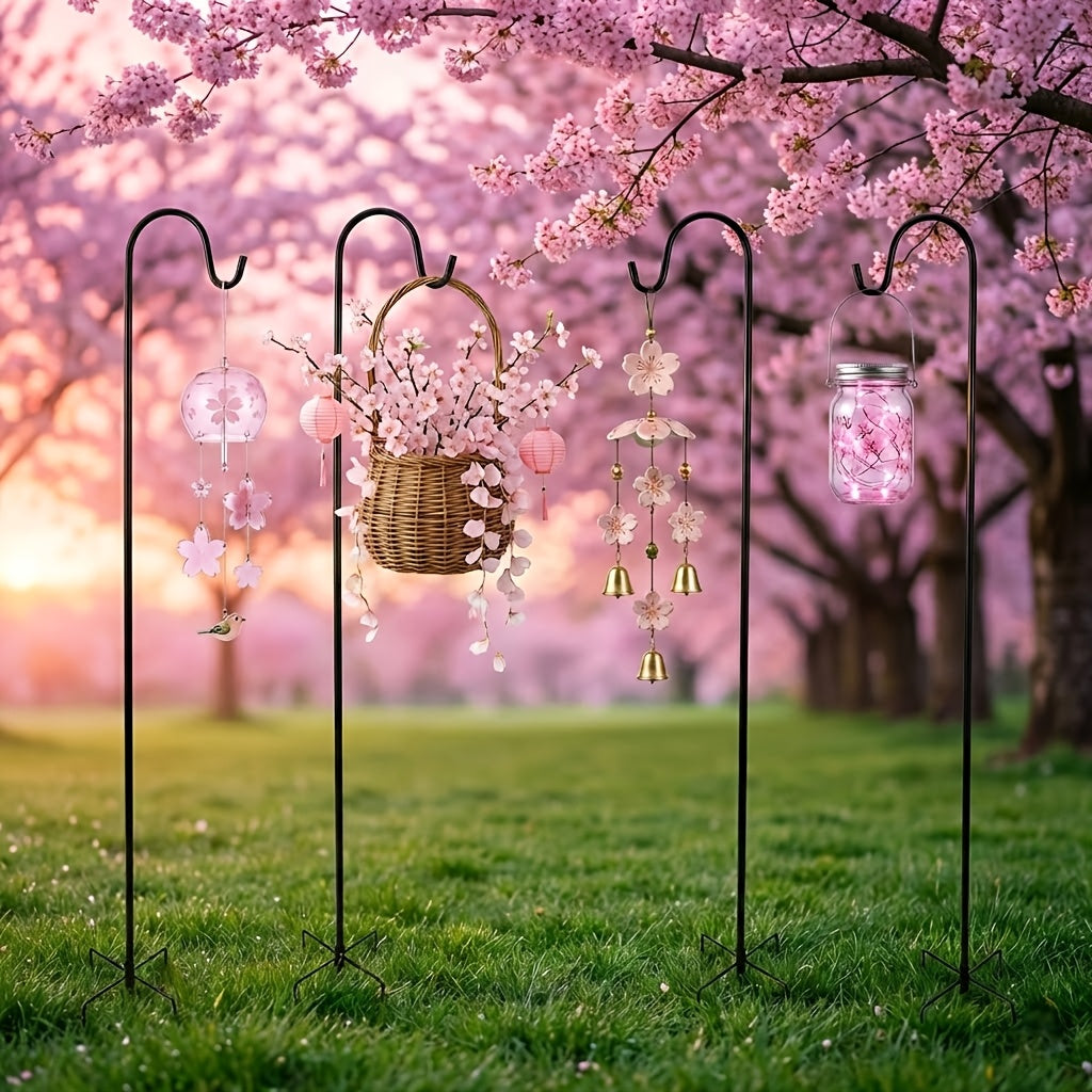 Shepherd Hooks for Outdoor, 2/4 Pack 63 Inch Bird Feeder Pole with 5 Prongs Base for Hanging Lantern, Hummingbird Feeder, Lightweight Plant, Shepherds Hook for Bird Feeders for Outside