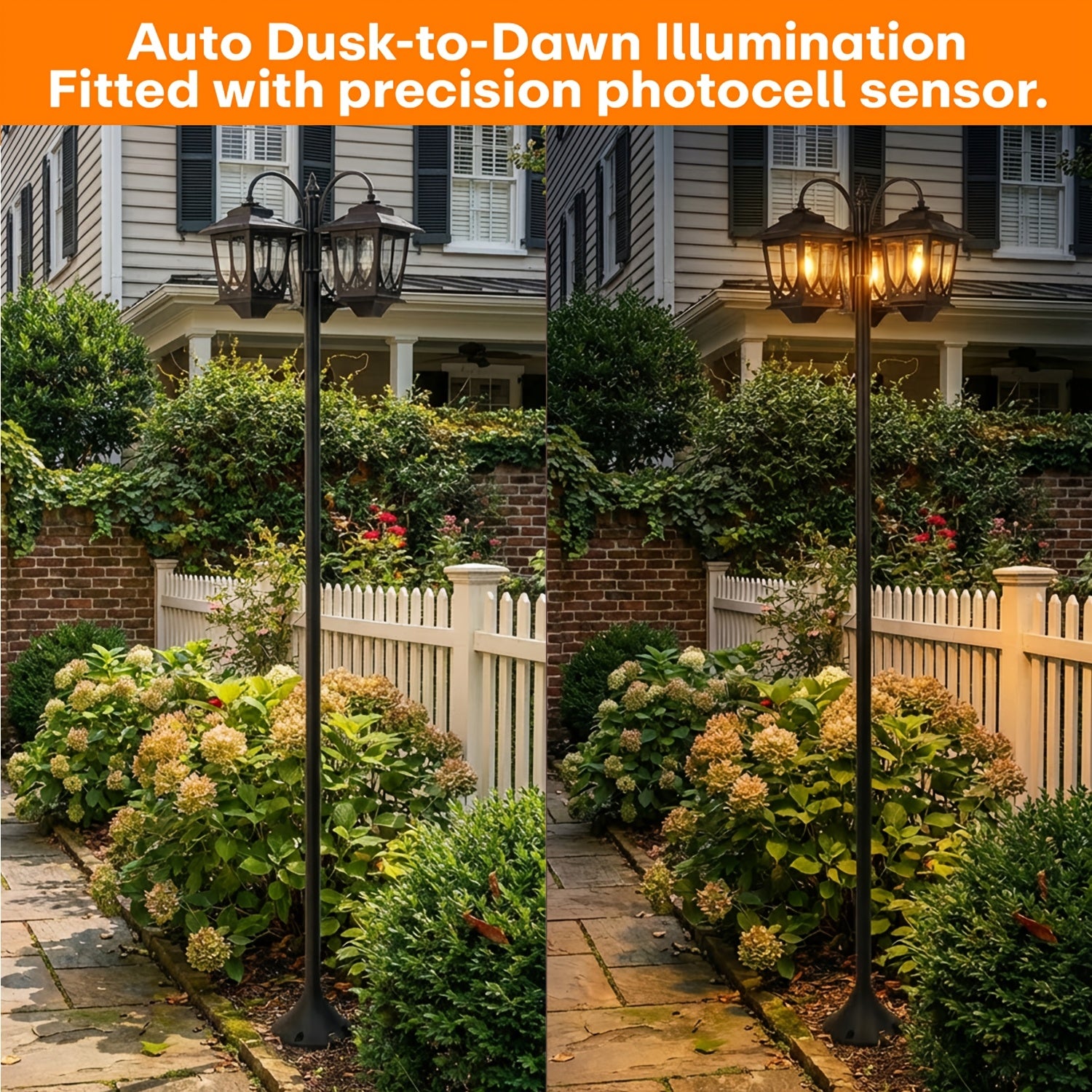[Mardi Gras, Easter Decor] 3-Headed Solar Powered Outdoor Post Light, 73 Inch Lamp Post With Dusk To Dawn, Waterproof, Outdoor Street Light For Pole Garden Yard Home Mardi Gras, Easter Decor