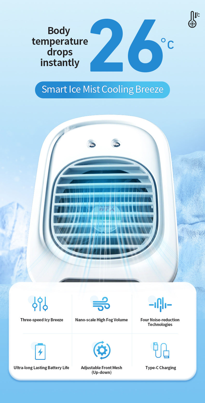 Portable Cooling Fan with a 6000Mah Misting Feature, USB-C Charging, Two Speed Settings And Two Mist Modes (Continuous/Intermittent), an Integrated Portable Cooling Fan with Cooling Capabilities - USB Rechargeable Fan Suitable for Home, Outdoor