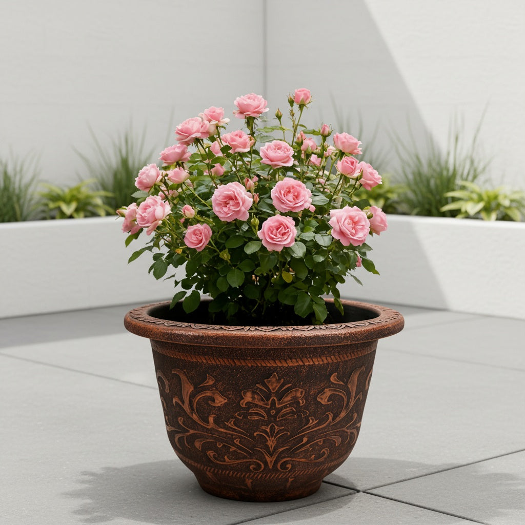 2pcs 20 Inches Resin European Flower Pots - Pots with Thick Paint, Durable Construction, Drainage Holes, and Classic Design