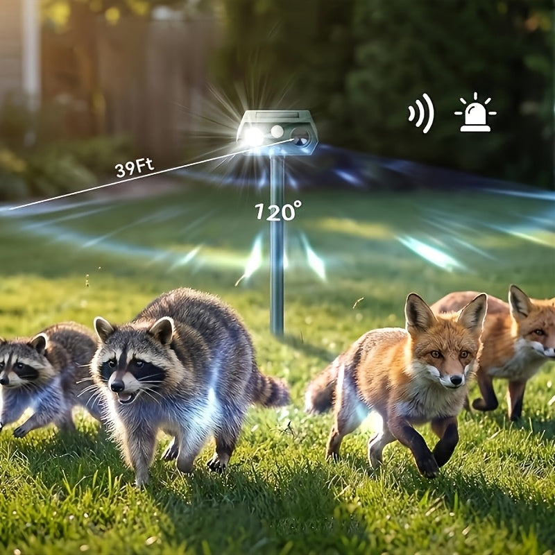 2pcs Solar-Powered Rodent Repellent Devices, Suitable for Outdoor Rodent Repellents, IP44, Equipped with PIR Motion Sensor And LED Flashlight. Squirrel Repellent Device, Suitable for Raccoons, Rabbits, Deer, And Skunks