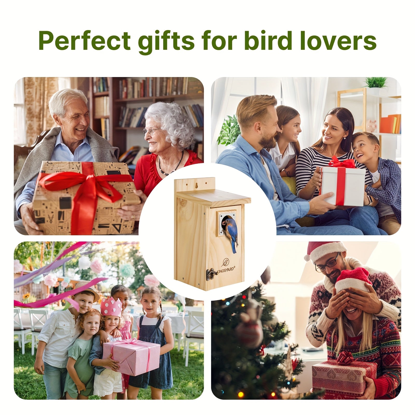 Kingsyard for Blue Bird House for Outdoors, Classic Wooden Bluebird House with Predator Guard, Wood Bird Houses for Outside, Cedar Bird House Outdoor, Finch Swallow Wren Chickadee, Great Gift for Bird Lovers