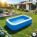 Extra Large Rectangular Thickened PVC Family Inflatable Swimming Pool, Perfect for Summer Outdoor Parties And Water Fun. Easy to Set Up, Wear-resistant And Leak-proof. Ideal for Gardens And Backyards, A Must-have for Summer Cooling And Heat Relief.