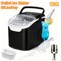 Nugget Or Bullet Ice Makers Countertop, Portable Ice Machine, Pebble Ice Machine with Chewable Pellet Ice, 26 Lbs/26.5 Lbs/35 Lbs Self-Cleaning, One-Click Operation, for Blackyard, Camping, Stainless Steel Black/Silvery