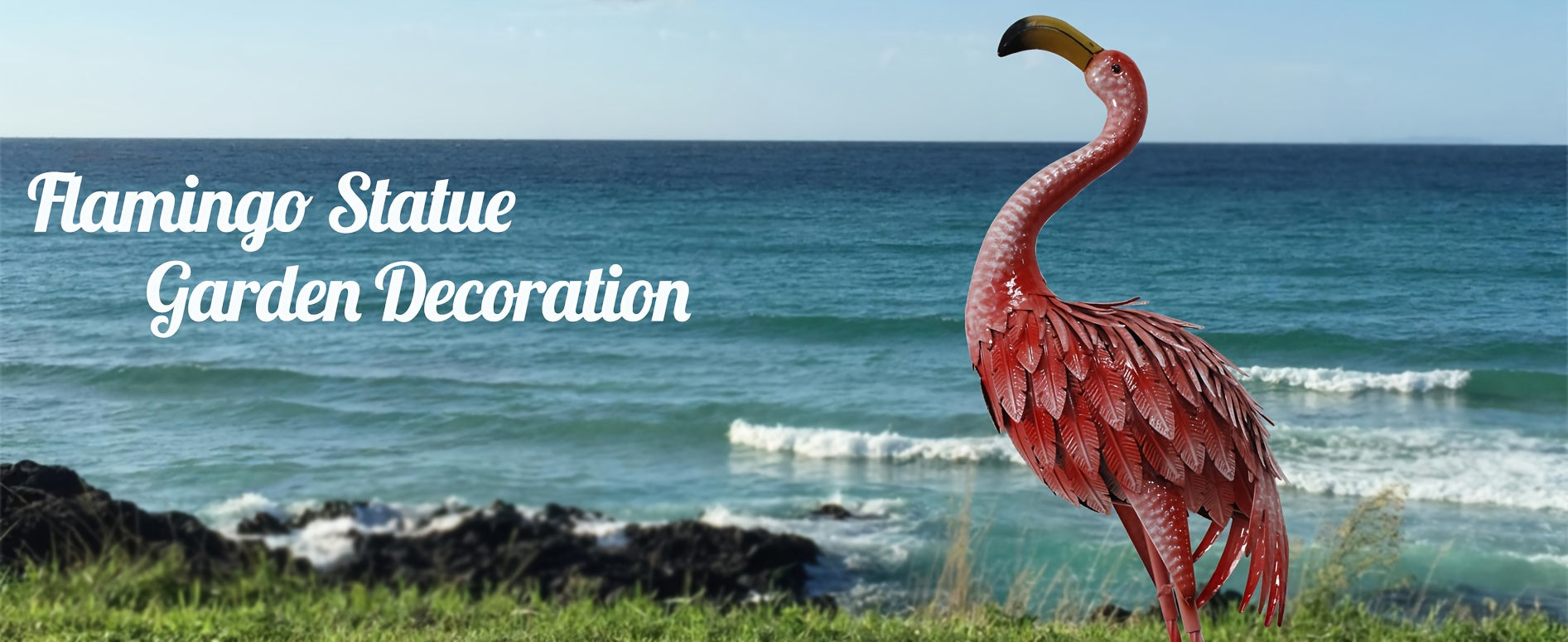 [Outdoor Flamingo Decor] 1pc, 36-Inch Outdoor Metal Flamingo Decor, Rustic Bird Yard Art, Standing Flamingo Statue For Lawn, Backyard, Porch, & Patio, Garden Sculpture, Single Pack