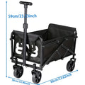 Heavy-Duty Reinforced Frame Folding Cart with Adjustable Telescoping Handle And Side Storage Pockets. Large-Capacity, Multi-Purpose Cart And Garden Cart Ideal for Camping, The Beach, Gardening, And Grocery Runs. Black with Drink Holder