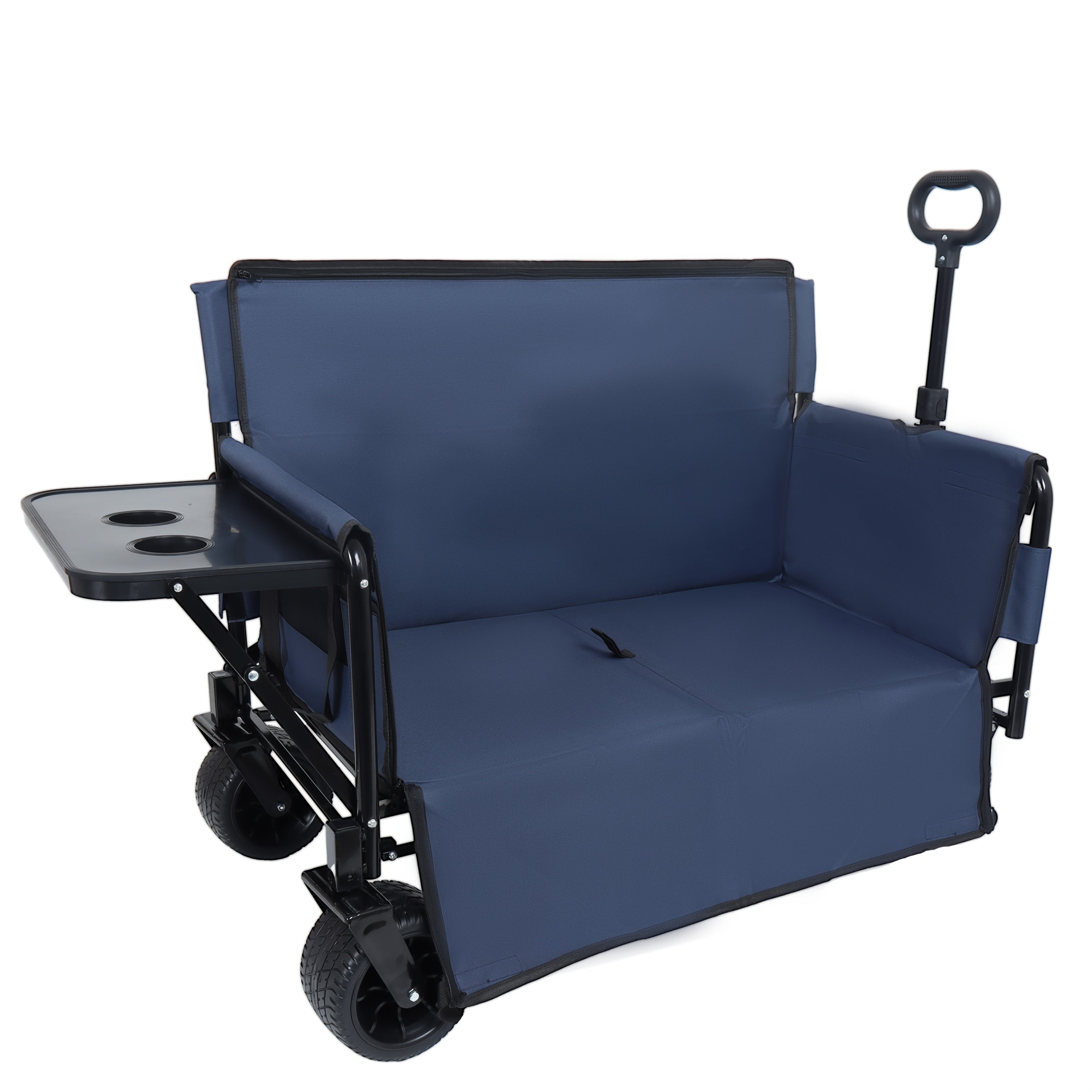 3-In-1 Convertible Folding Travel Cart with Bench And Rear Folding Table - 500 Lb Heavy Duty Multi-Purpose Travel Cart, 180 Liter Capacity, All-Terrain Wheels for Camping, Beach, Sports, Garden