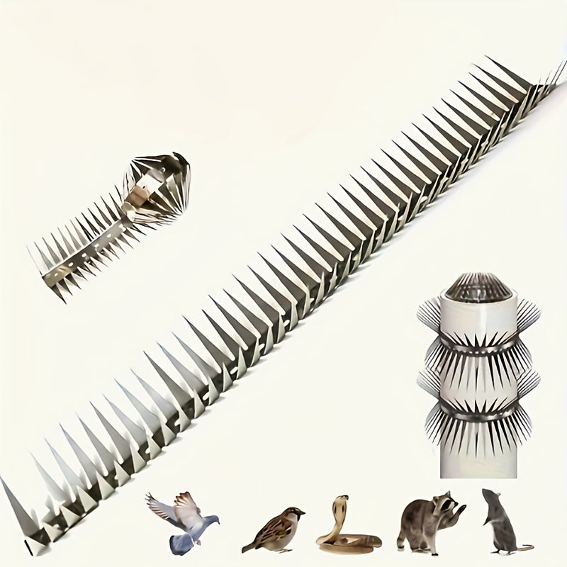 1 Roll of Stainless Steel Anti-Climb Spikes, Guardrail Barbed Wire for Fences, Roofs, Windowsills, Walls, Barns, Animal Deterrent, Pipe and Hole Climbing Prevention Nails