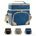 12 Liter Double-Layer Insulated Picnic Bag, Leak-Proof Refrigerated Handheld Ice Pack, Double Compartment Large Capacity Insulated Lunch Box, Large Capacity Insulated Lunch Box Bag, Suitable for Picnicking, Camping, Work