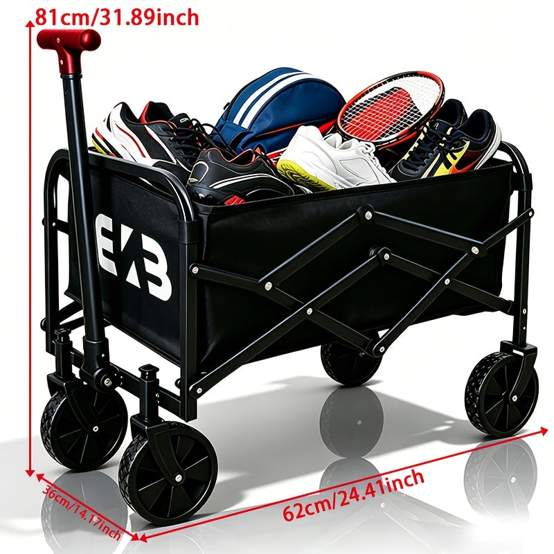 ENB Foldable High-Capacity Garden Cart with Quiet Swivel Wheels And Dual Brakes, Durable Fabric Cover All-Terrain Hand Cart Ideal for Outdoor Camping, Picnics, Shopping, And Street Vending. Perfect for Groceries, Shopping, Gardening, And Camping.