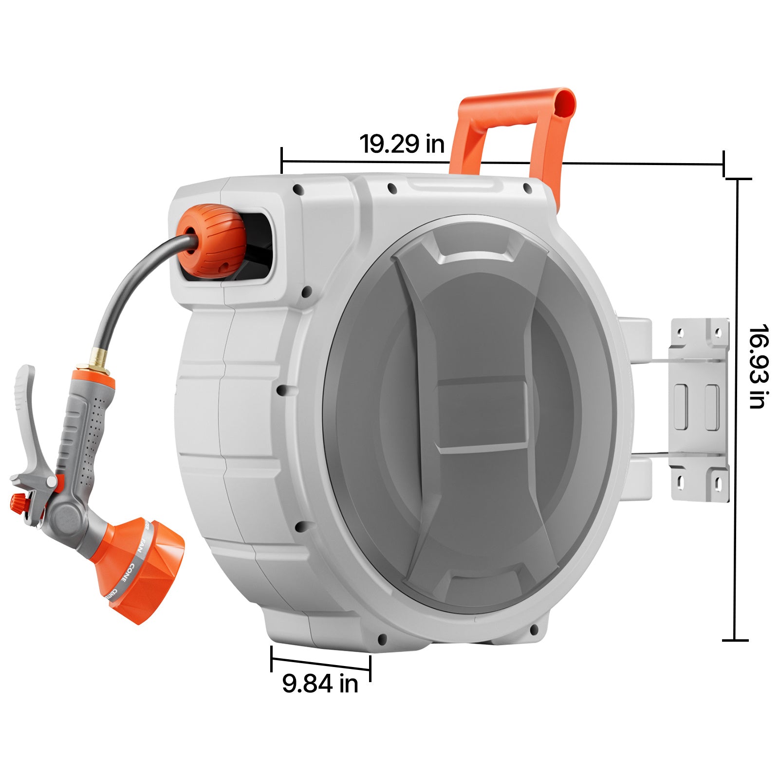 VEVOR Retractable Garden Hose Reel, 1/2 inch / 5/8 Inch x 65ft / 85ft / 100ft Wall Mounted, Heavy Duty with 9-Pattern Nozzle, Adjustable Length Lock, Upgraded Slow Return System & 180° Swivel Bracket