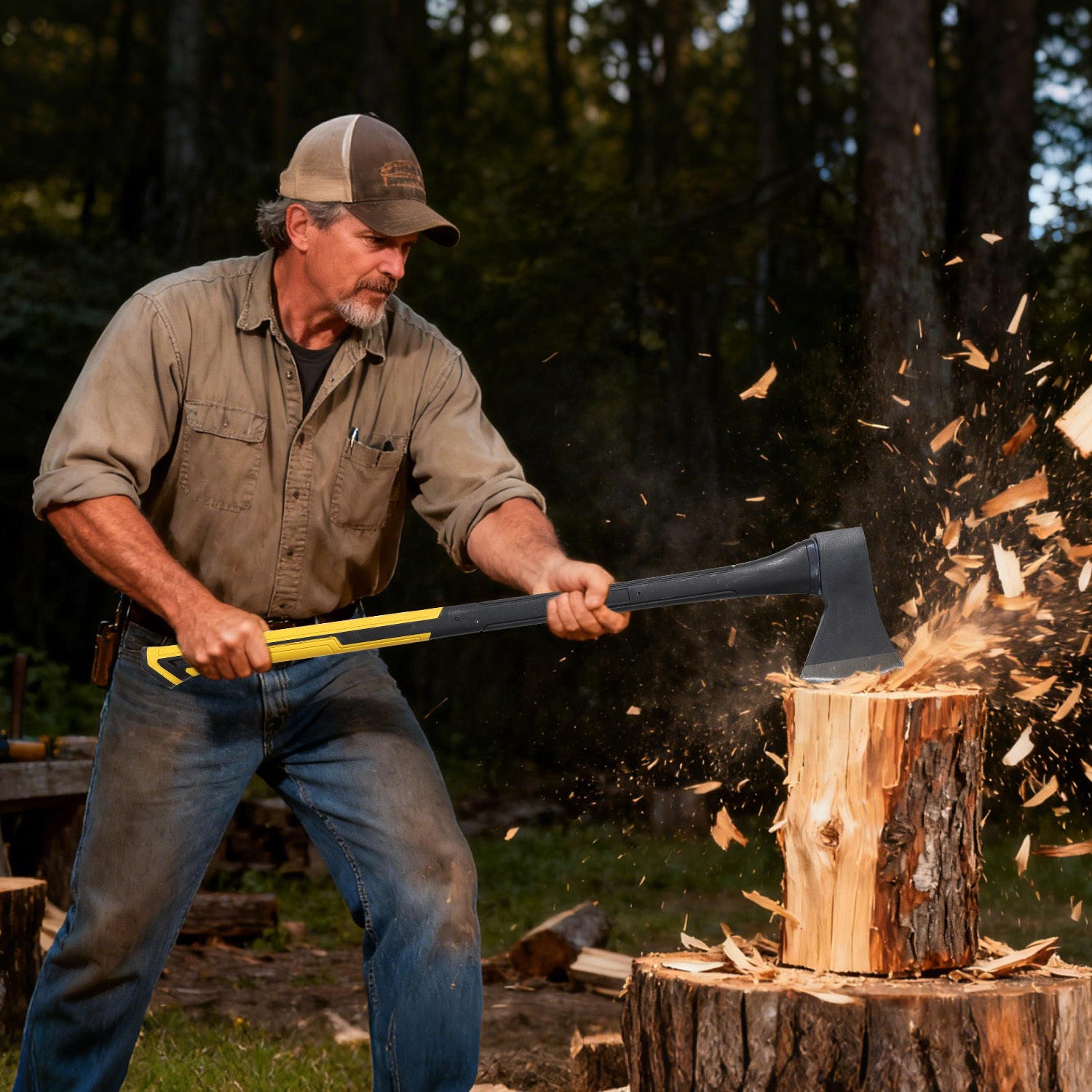 Camping Axe for Wood Splitting - Heavy Duty Garden Hatchet with Non-Slip Handle, Sharp Firewood Blade, Outdoor Survival Gear & Yard Tool | Christmas Gift for Men
