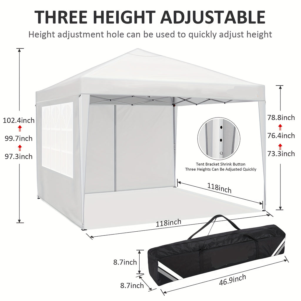 10×10ft Waterproof And Stable Against Cold, Party Tent With 4 Side Panels, Pop-up Folding Gazebo, UV Protection 50+, Garden Gazebo With Transport Bag, Easy To Install And Remove
