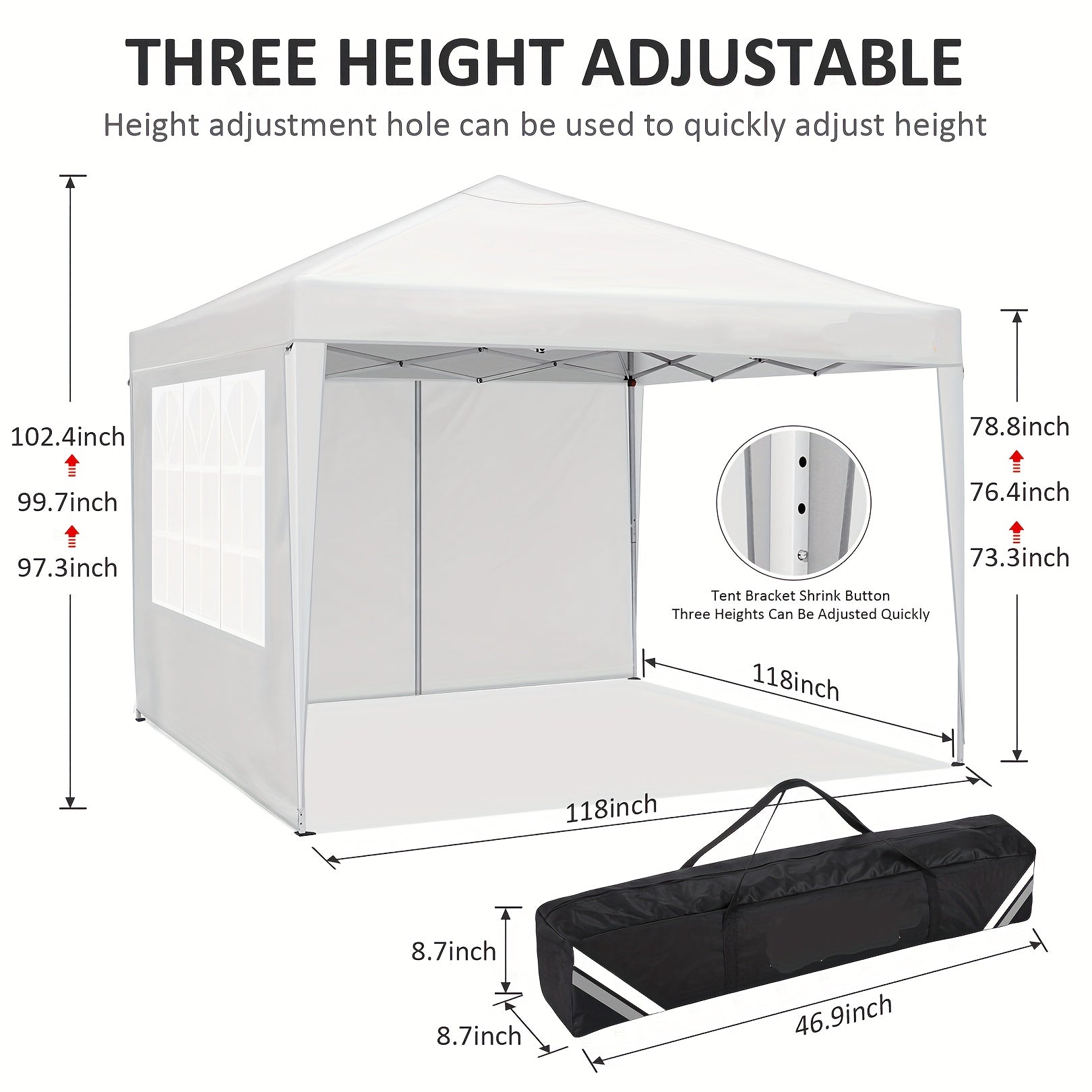 10×10ft Waterproof And Stable Against Cold, Party Tent With 4 Side Panels, Pop-up Folding Gazebo, UV Protection 50+, Garden Gazebo With Transport Bag, Easy To Install And Remove