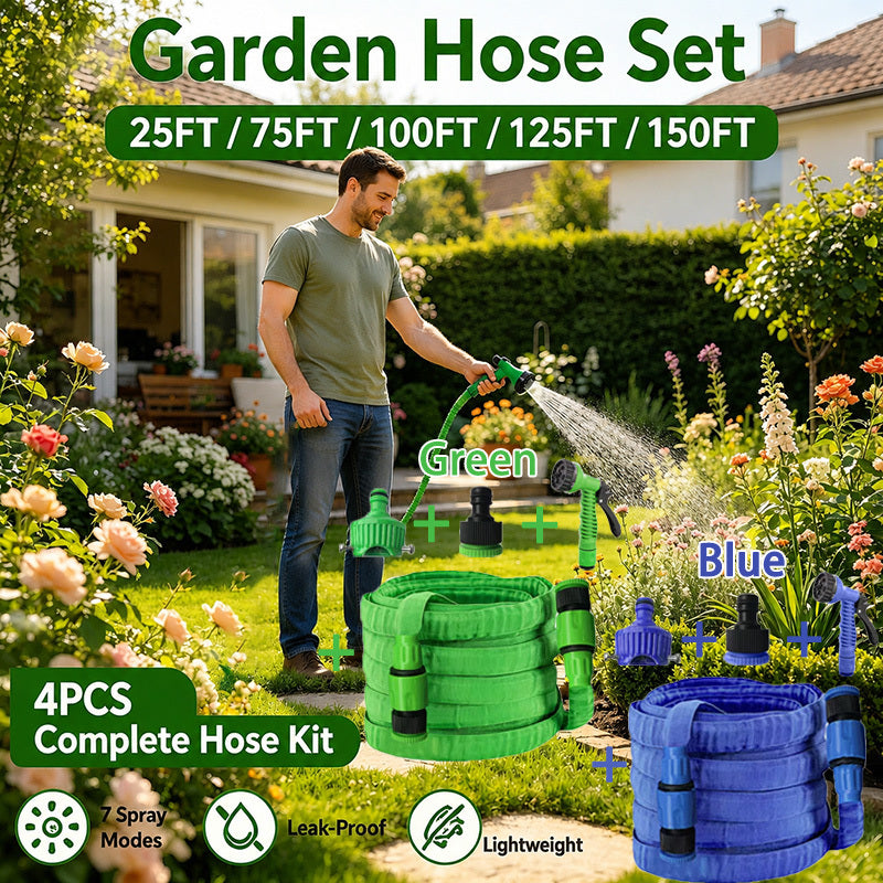 Multi-Functional High-Pressure Garden Hose Lightweight And Flexible, Leak-Proof Fittings, with 7 Spray Modes, Suitable for Lawns, Gardens, Outdoor Cleaning, Car Washes, 50/100ft Hose, Suitable for Year-Round Use