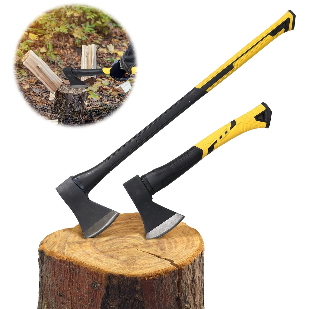 Camping Axe for Wood Splitting - Heavy Duty Garden Hatchet with Non-Slip Handle, Sharp Firewood Blade, Outdoor Survival Gear & Yard Tool | Christmas Gift for Men
