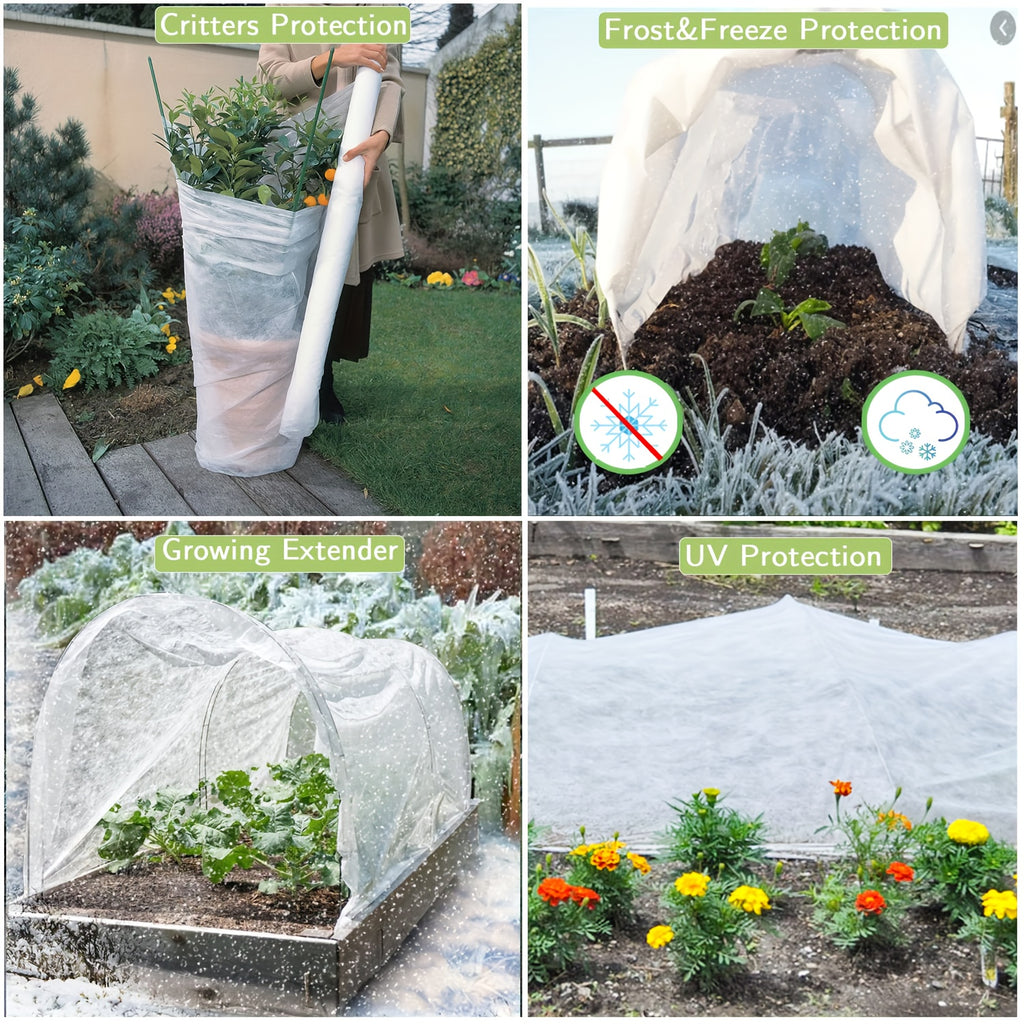 1 pack, thickened and reinforced plant cover with anti freezing protection, 2 reusable floating row covers measuring 10 feet x 30 feet 6.8 inches x 30 inches, cold weather anti freezing plant blanket (excluding support hoops)