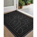 Outdoor Door Mat, Heavy Duty Non-Slip Entryway Mat, Low Profile Dirt Trapper Front Door Rug, Easy to Clean Indoor Outdoor Welcome Mat with Mandala Pattern, Brown