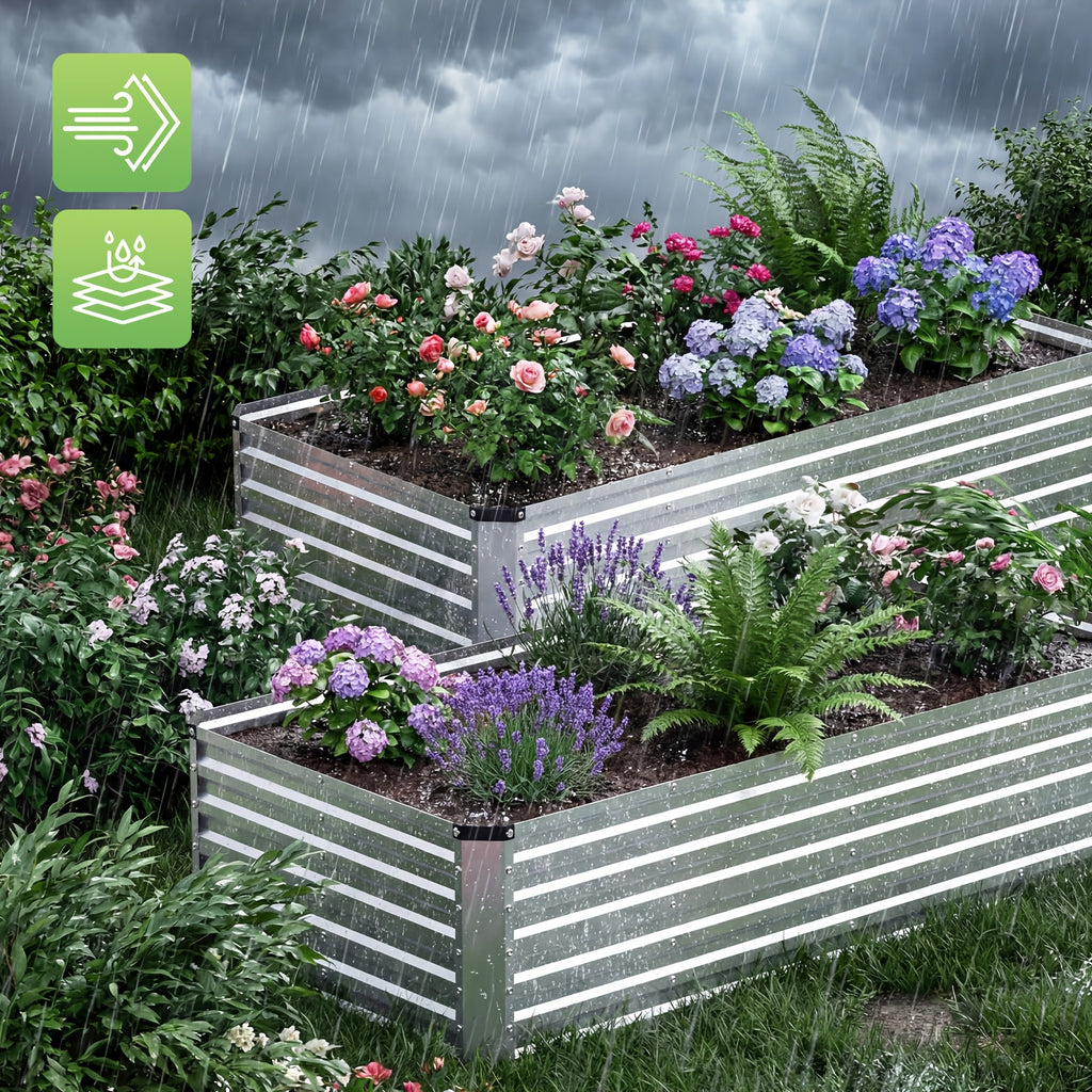 Raised Garden Bed 8x4x2ft, Galvanized Steel Planter, Easy Assemble Outdoor Metal Kit with Metal Corners for Vegetables, Herbs, Flowers