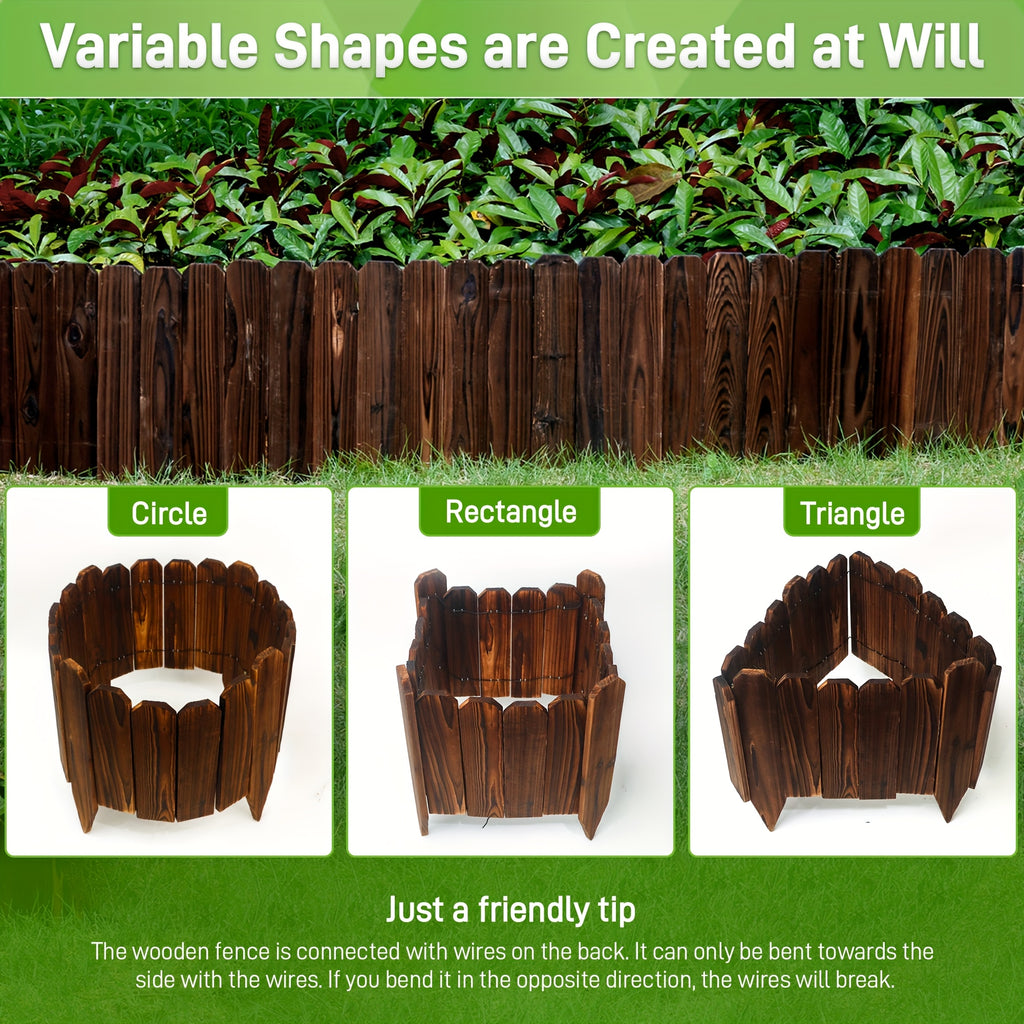 1pc 47.2-Inch Wooden Garden Edging, Decorative Small Picket Panels for Flower Bed Barriers And Landscape Fencing