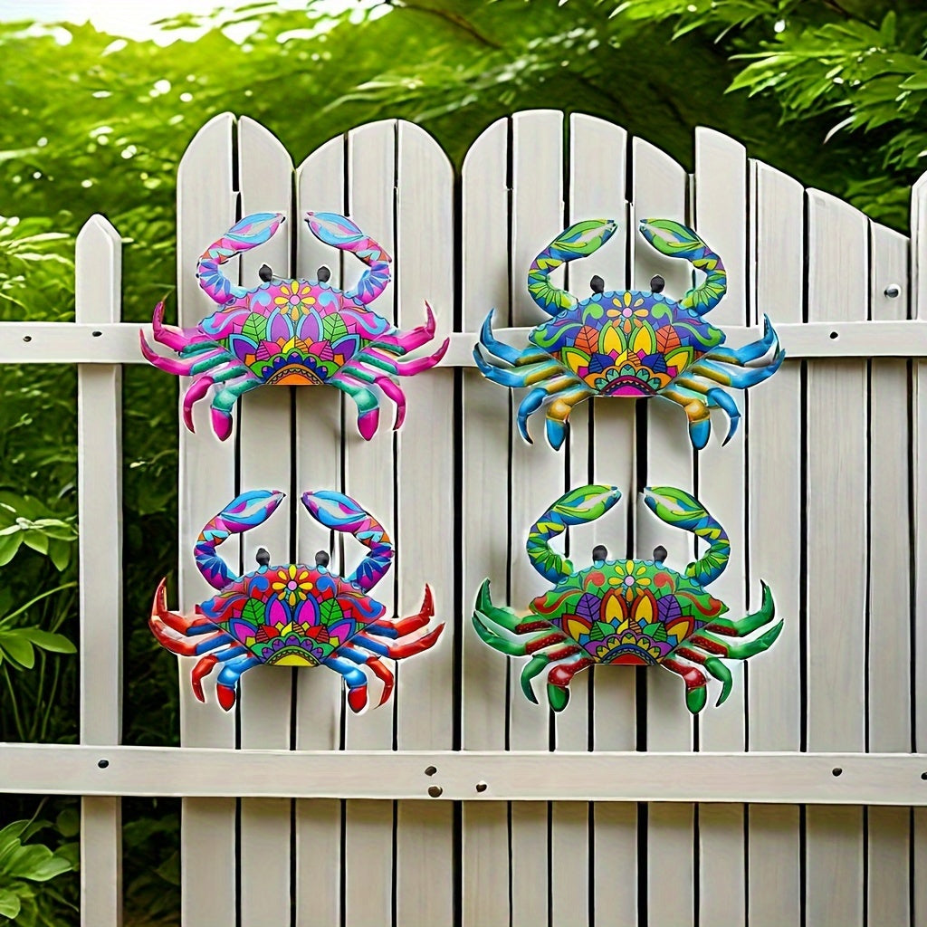 4pcs Metal Crab Wall Decoration Set - Cute Metal Crab Wall Art Decorate Patio, Garden, Hallway, Living Room, Terrace