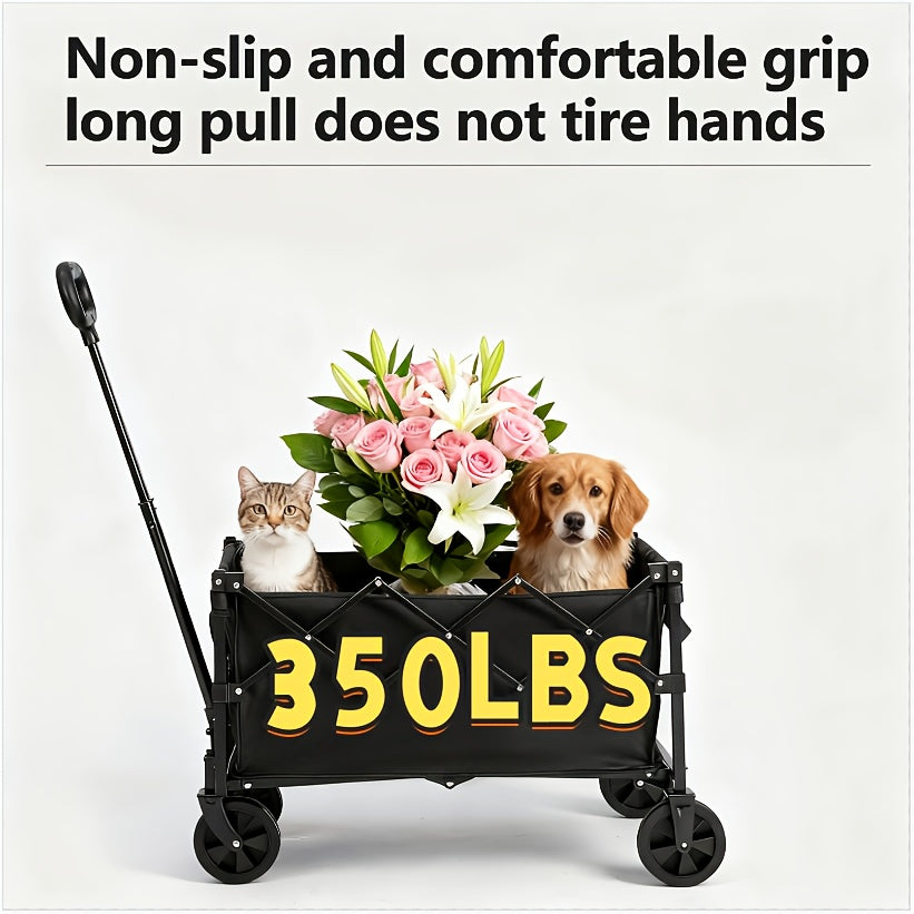 200pcs 350/490/660 Foldable Extra Large Travel Cart, Multifunctional Detachable Outdoor Portable Heavy-Duty Camping Wagon With All-Terrain Wheels, Suitable For Lawns, Sports, Shopping, Beaches, Camping, Toy Storage And Transportation.