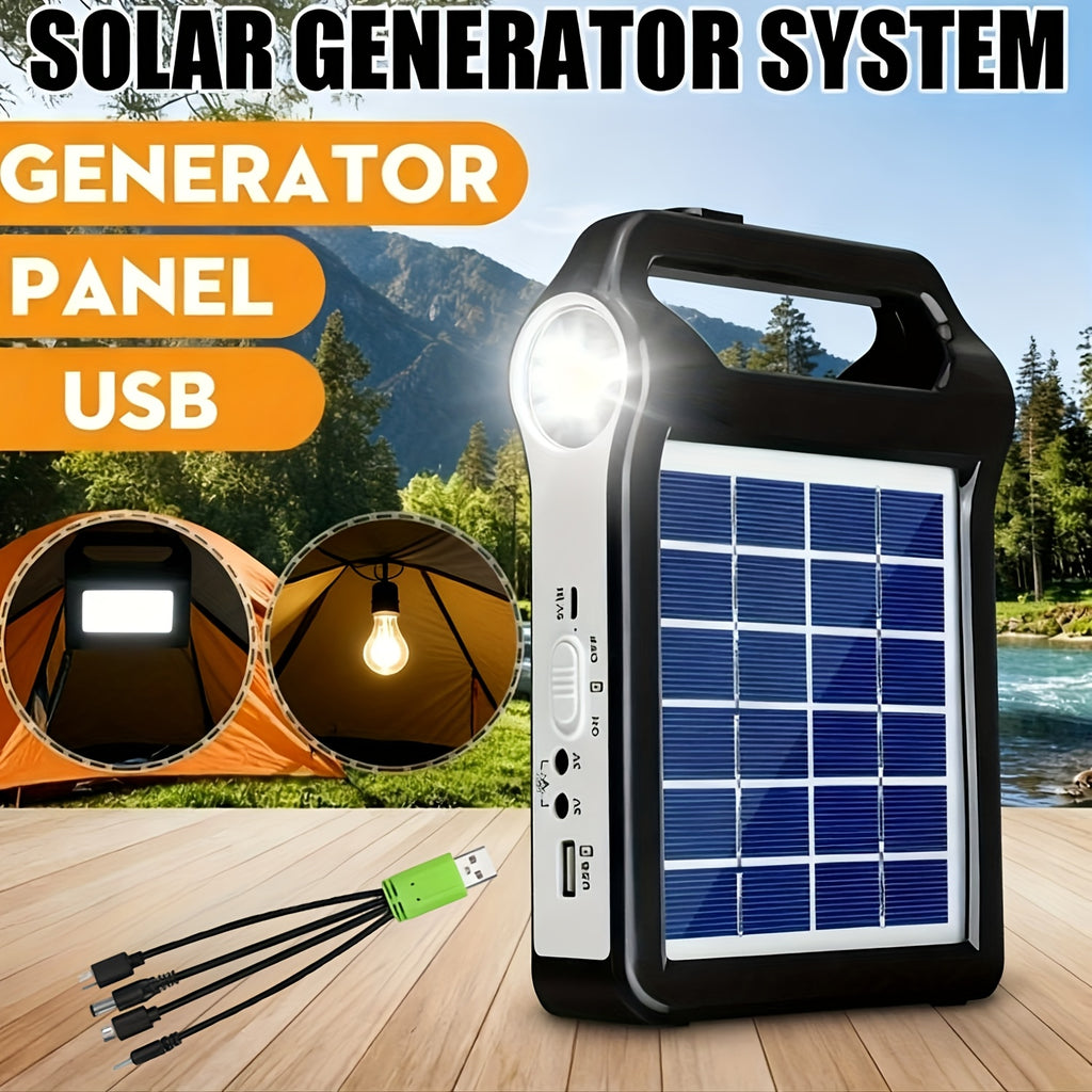 Portable Solar Panel Power Storage Generator System With USB Charger- Rechargeable Lithium Battery, 5V Solar Panel Energy Storage Ideal For Home Solar Energy Kit, Solar Charging, Solar Charging Kit Ideal Gift Tools For Men, Christmas Gifts