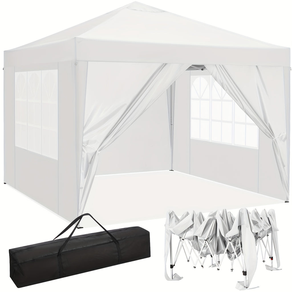 10×10ft Waterproof And Stable Against Cold, Party Tent With 4 Side Panels, Pop-up Folding Gazebo, UV Protection 50+, Garden Gazebo With Transport Bag, Easy To Install And Remove