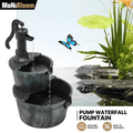 Water Fountains, 27" Tall 2-Tier Barrel Waterfall Fountain for Patio Garden Backyard Decking, 11L Water Capacity