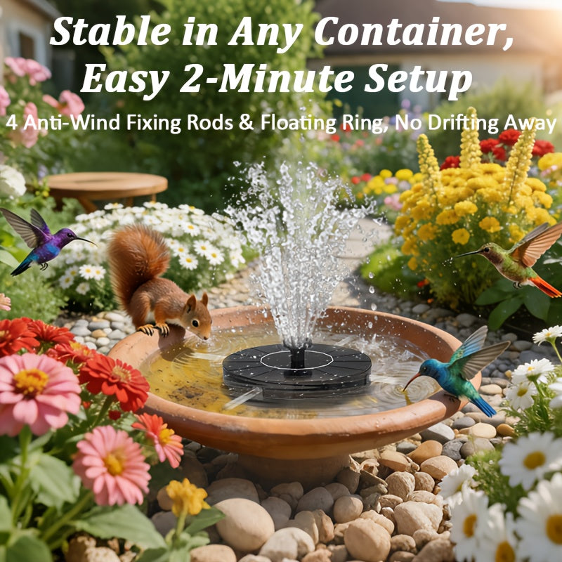 1.4W Solar Bird Bath Fountain Pump, Solar Powered Water Pump with 7 Nozzles, Suitable for Gardens, Ponds, Swimming Pools, Fish Tanks, And Aquariums