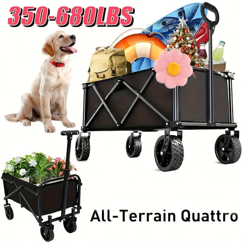 Outdoor Folding Cart - Solid Tires And 360° Wheels, 600D Tear-Resistant Fabric, Ultimate Solution for Camping/Holiday Shopping/Adventures