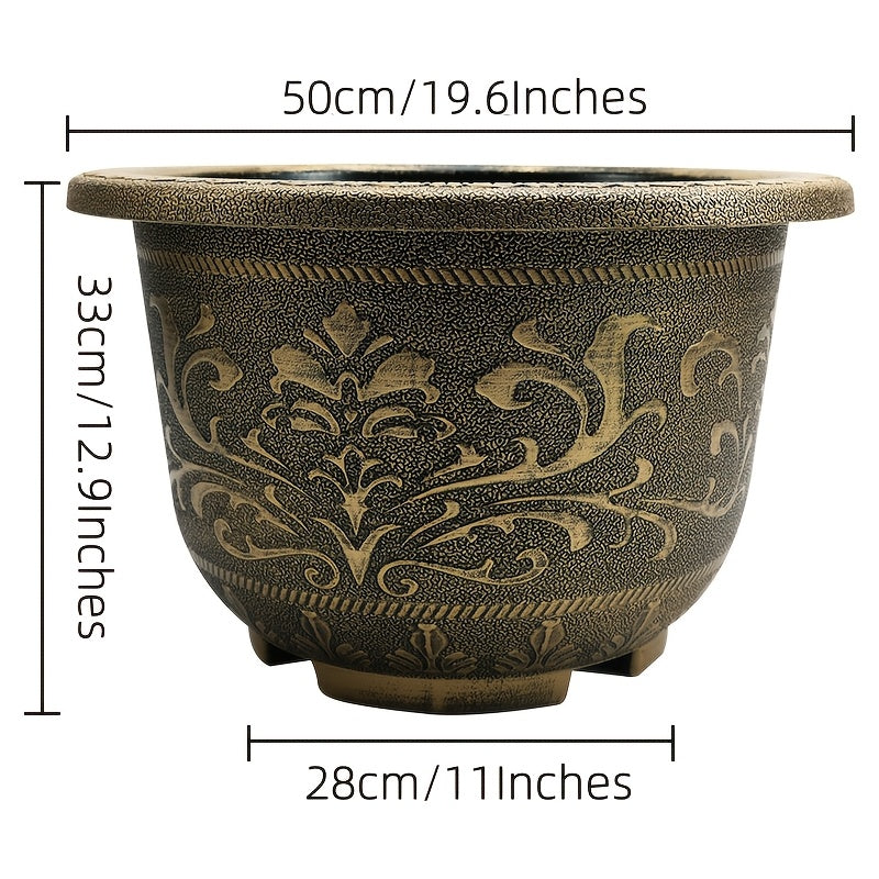 2pcs 20 Inches Resin European Flower Pots - Pots with Thick Paint, Durable Construction, Drainage Holes, and Classic Design
