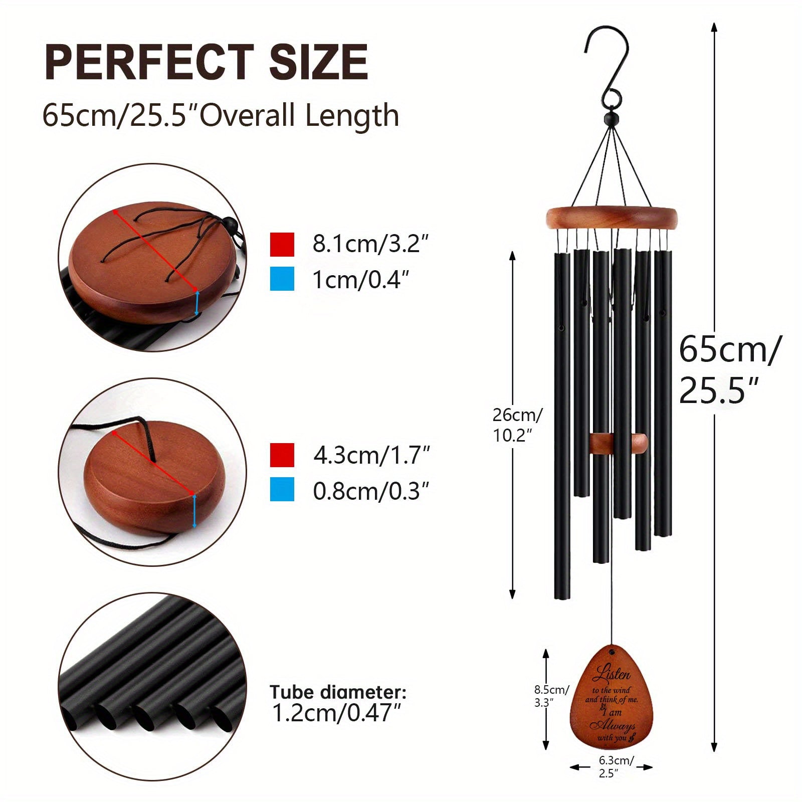 1pc Memorial Wind Chime For Garden Decor, Outdoor Decor, Sympathy, Memorial and Miss you wirelessly