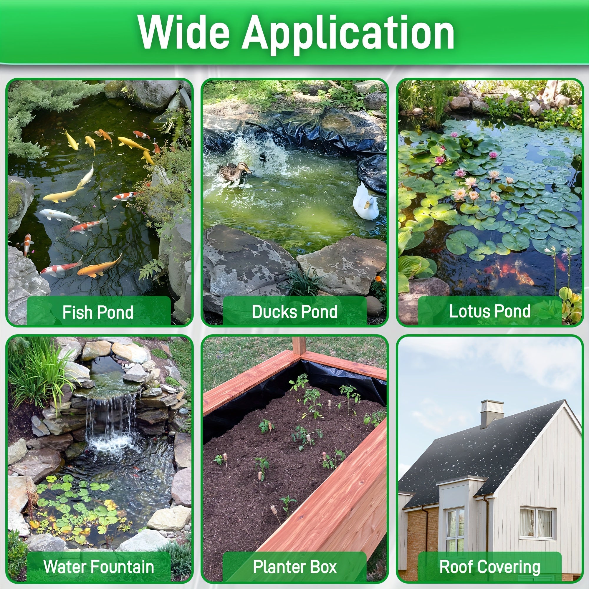 Pond Liner, 84 X 120 Inch HDPE Small Pond Liners for Outdoor Ponds, Pond Liners for Koi, Fish, Water Garden, Fountain, Waterfall