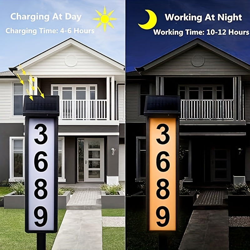 Solar-powered House Number Light, Ground-inserted Lawn Lamp, No Wiring Required, Automatically Lights Up At Night, Prominent Address Plaque, Suitable For Homes, Mailboxes, Factories, And Commercial Areas, Outdoor Christmas Garden-- IP44 Splash-proof