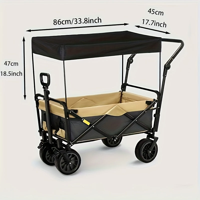 Universal Camping Cart Roof - Removable Awning, for 33.8-37" Folding Utility Carts, Quick Setup (Wagon Not Included), for Pet Strollers, Camping Haulers, Beach Wagon Sun Shade