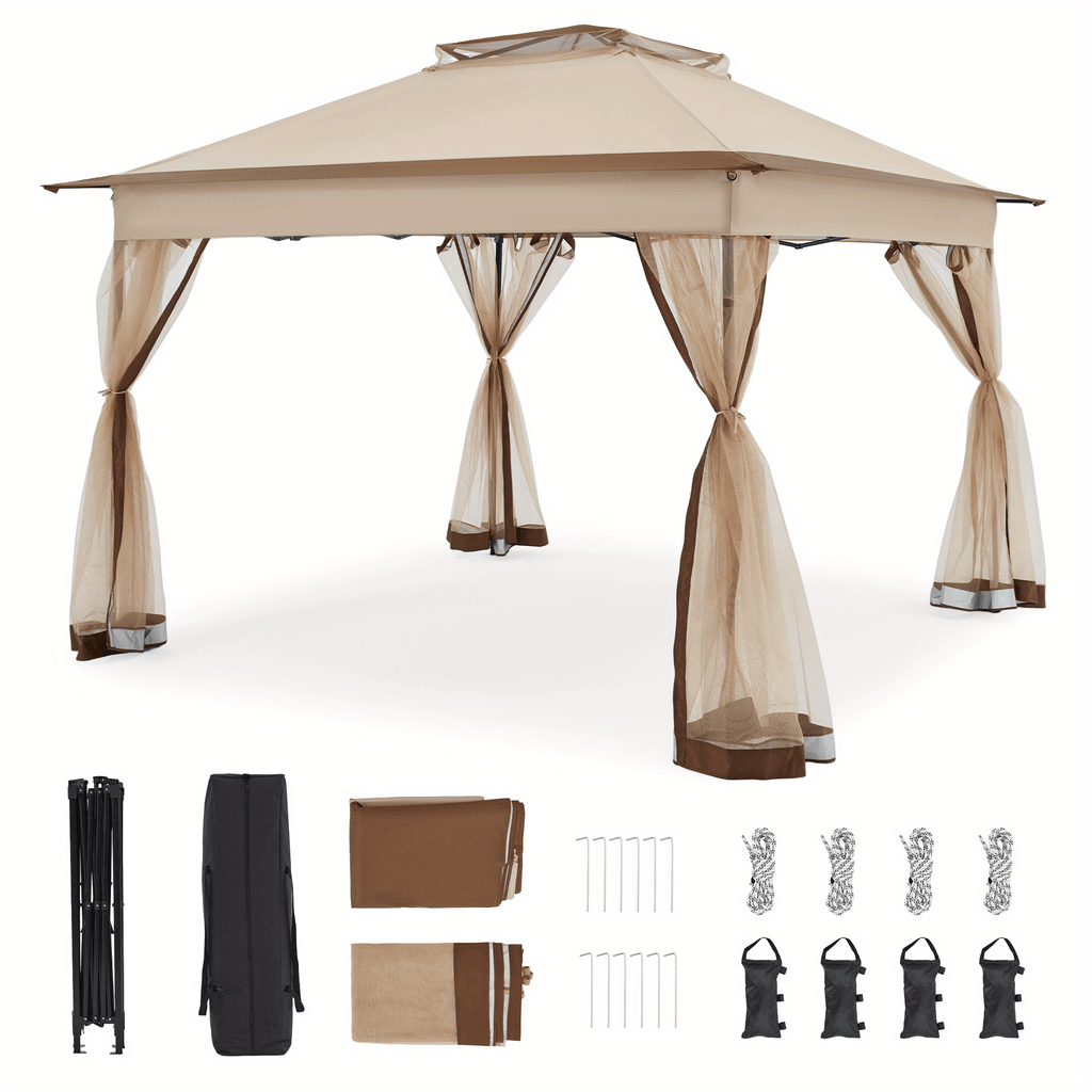 Bezseller 11 X 11 Pop Up Gazebo Tent Featuring Mosquito Netting, Large Outdoor Canopy Tent That Is Quick to Set Up And Easy to Transport, Water-Resistant Oxford Tarp Shelter Suitable for Patio, Garden, Or Backyard