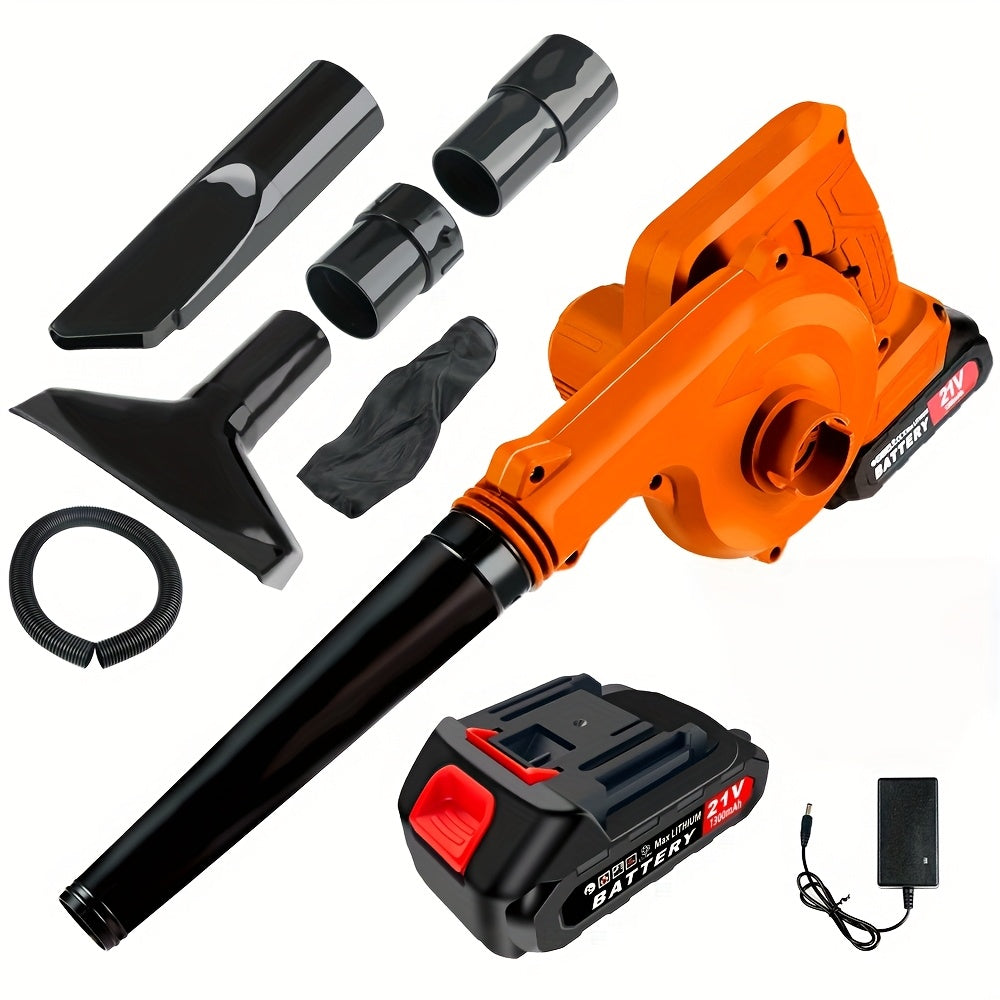 1 Set Of Cordless Handheld Powerful Blower, 21V Electric Turbo Jet Blower, Equipped with Rechargeable Lithium Battery, Optional 1/2 Battery, Extension Tube, Strong Wind Power, Suitable for Yard, Garden Leaf Falling, Dust Removal, Outdoor Barbecue