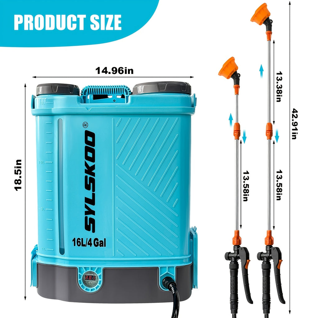 4 Gallon Battery Powered Backpack Sprayer, 100 PSI Adjustable Pressure Sprayer Compatible, Electric Weed Yard Sprayer with Telescopic Wand, 5 Nozzles, 21V 2.6Ah Battery And Charger Included