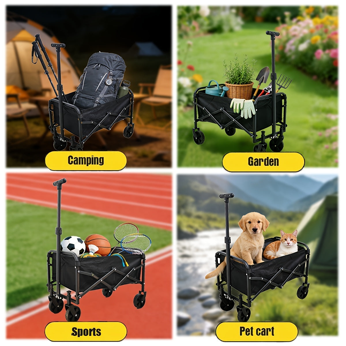 XMT Outdoor UV-resistant Folding Camping Cart, Featuring UV-resistant And Anti-aging Fabric That Resists Fading During Prolonged Outdoor Use