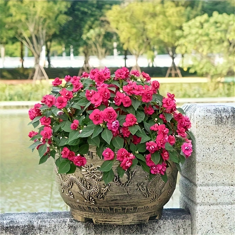 Buy 1 Get 1 Free, Total Of 2pcs Dragon-themed 17 Inch Resin Flower Pots - Christmas And Halloween Flower Pot - Intricate Design, Fish-Friendly, Self-Punching Holes, Ideal For Lotus & Small Trees Growth Seasonal Decoration Care